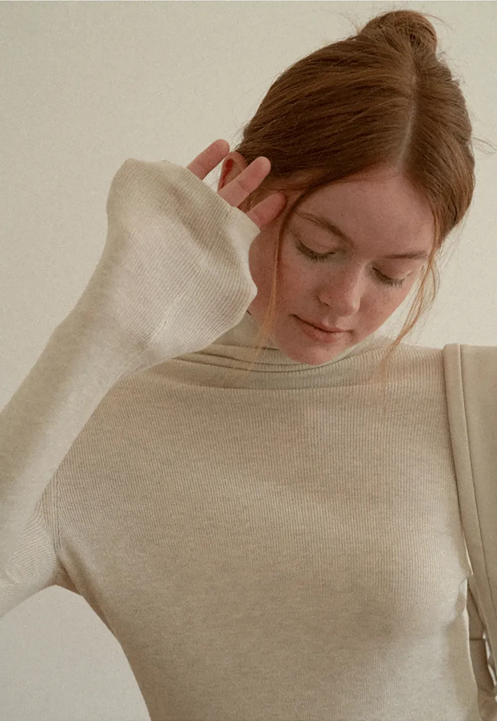 Colorblock Turtleneck Wool Knit Sweater