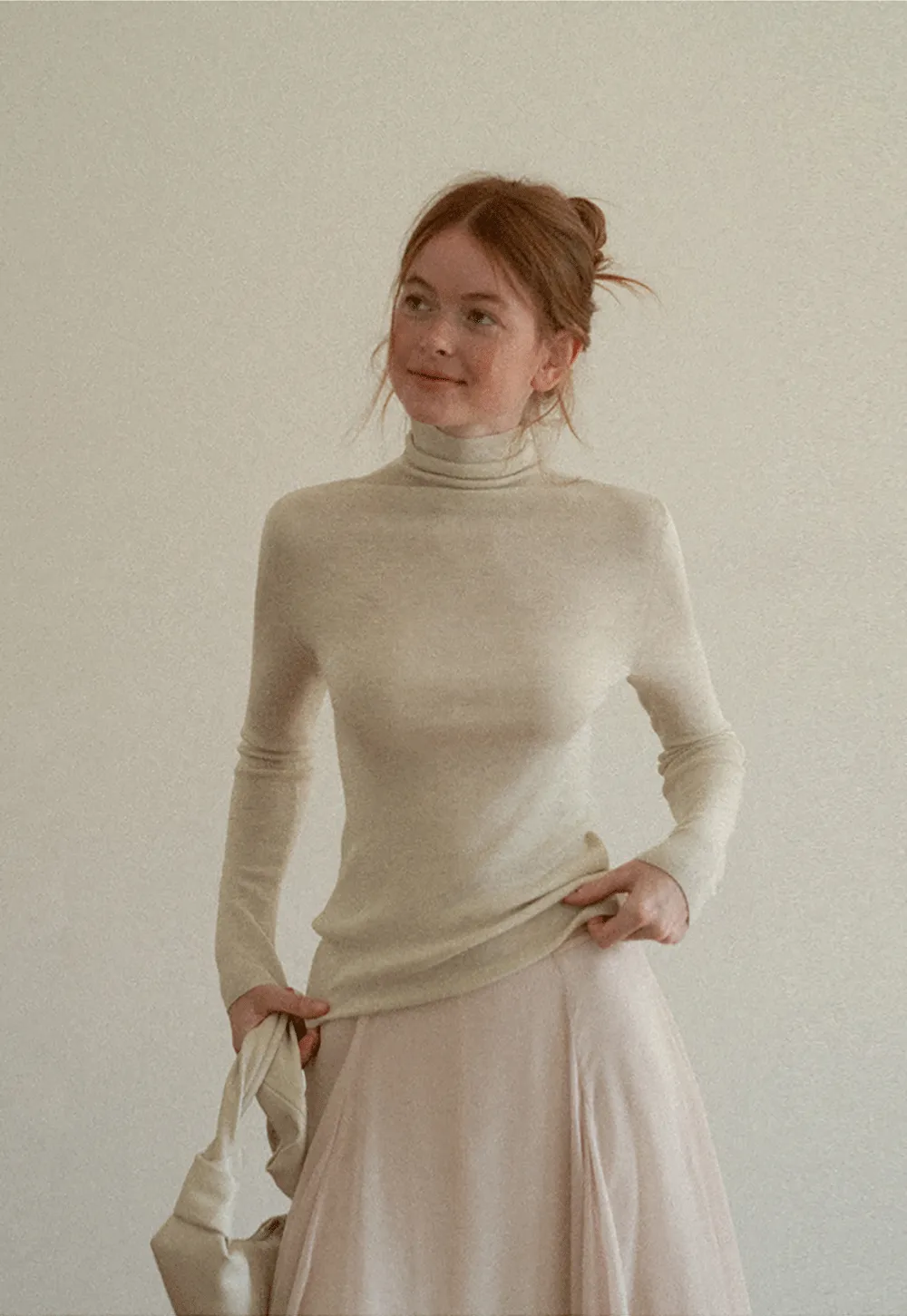 Colorblock Turtleneck Wool Knit Sweater