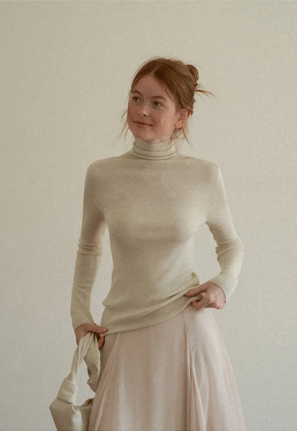 Colorblock Turtleneck Wool Knit Sweater
