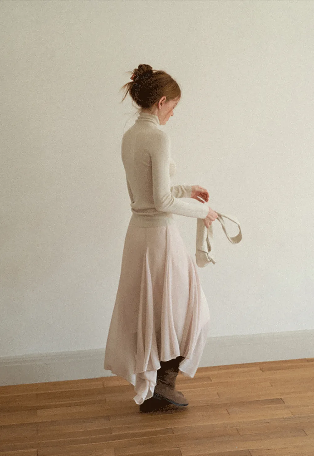 Colorblock Turtleneck Wool Knit Sweater