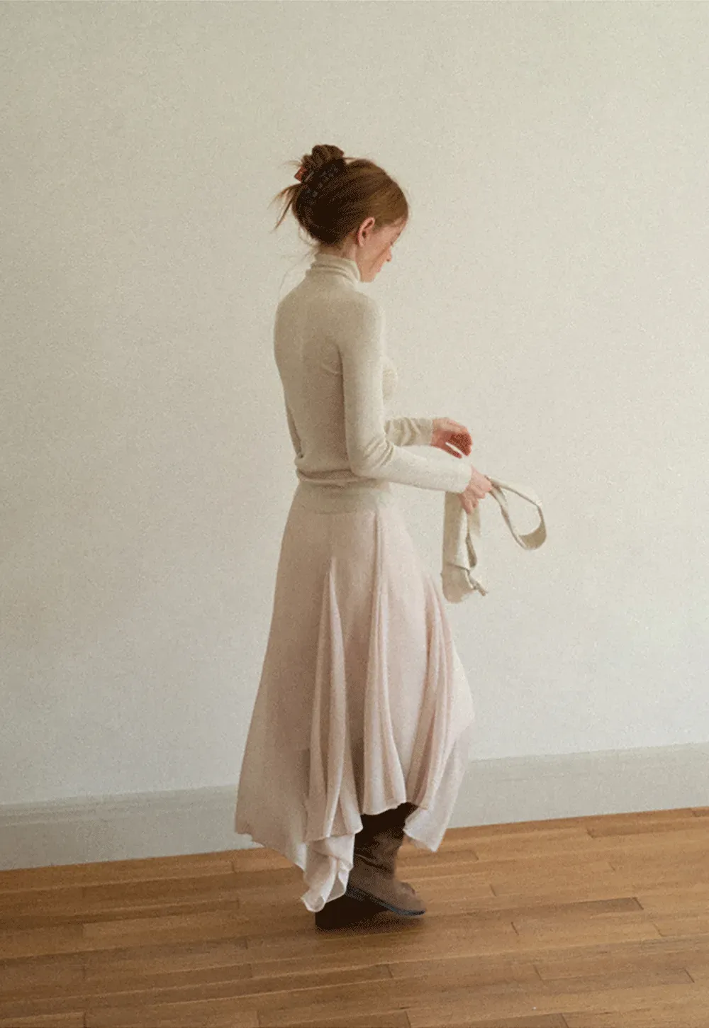 Colorblock Turtleneck Wool Knit Sweater