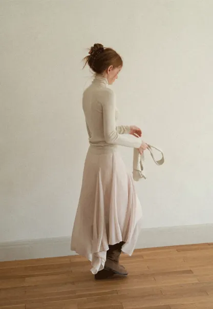 Colorblock Turtleneck Wool Knit Sweater