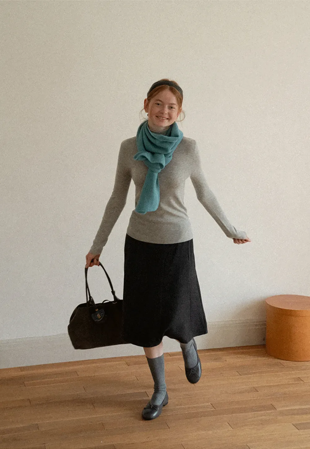 Colorblock Turtleneck Wool Knit Sweater