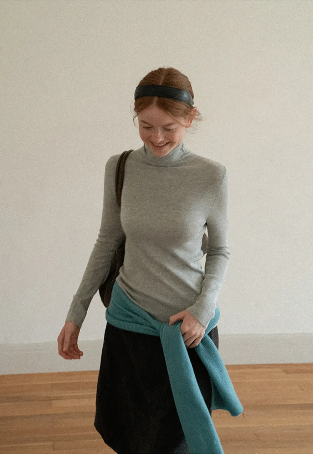 Colorblock Turtleneck Wool Knit Sweater