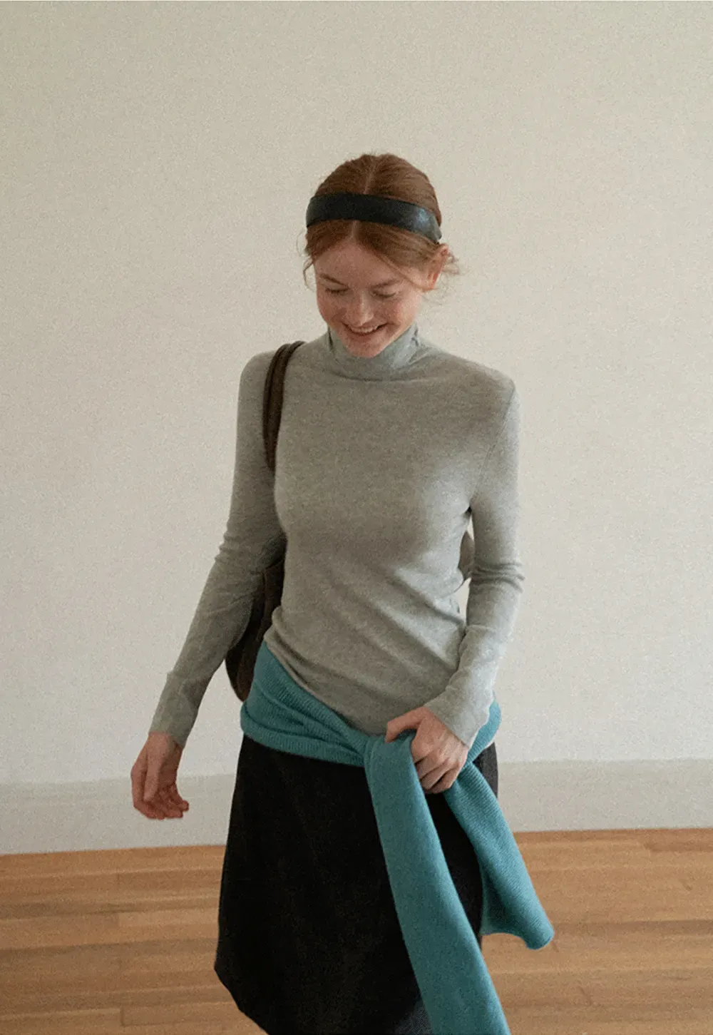 Colorblock Turtleneck Wool Knit Sweater