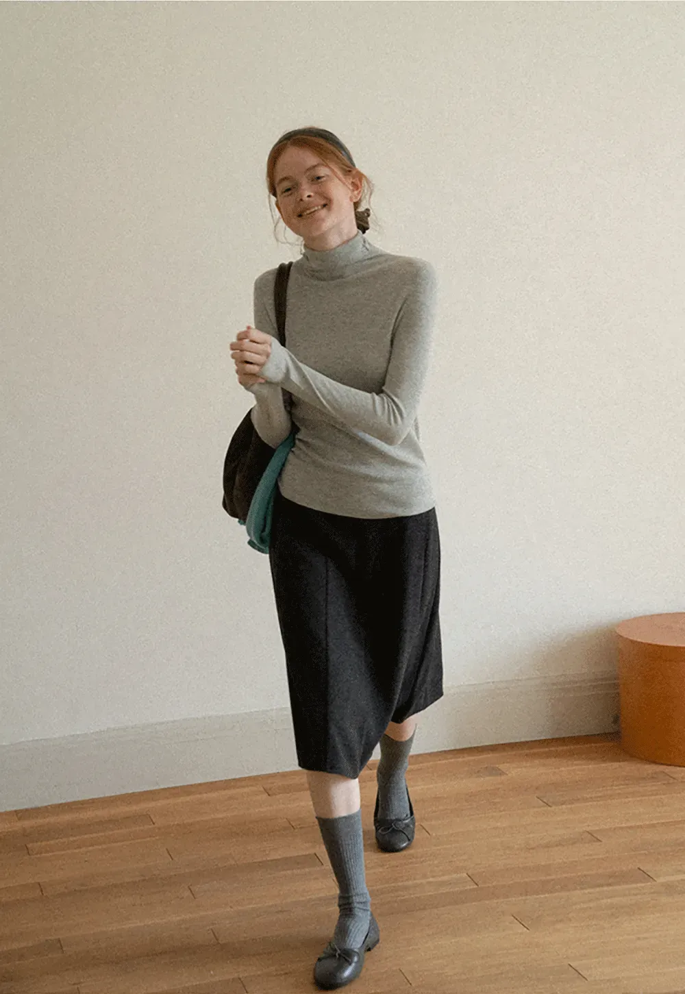 Colorblock Turtleneck Wool Knit Sweater