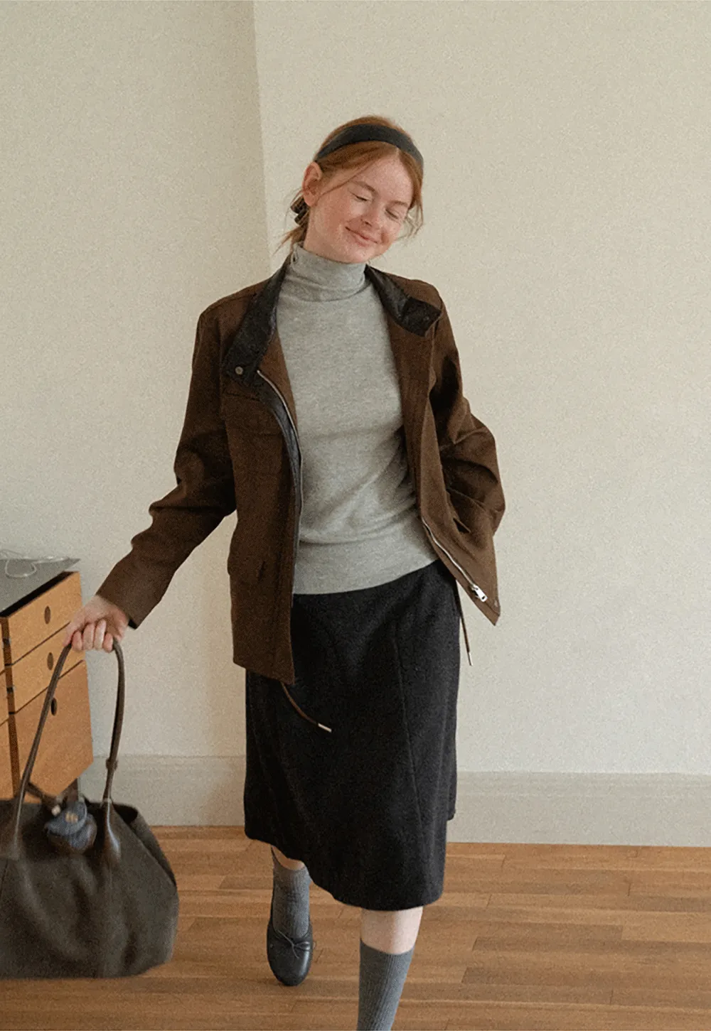 Colorblock Turtleneck Wool Knit Sweater