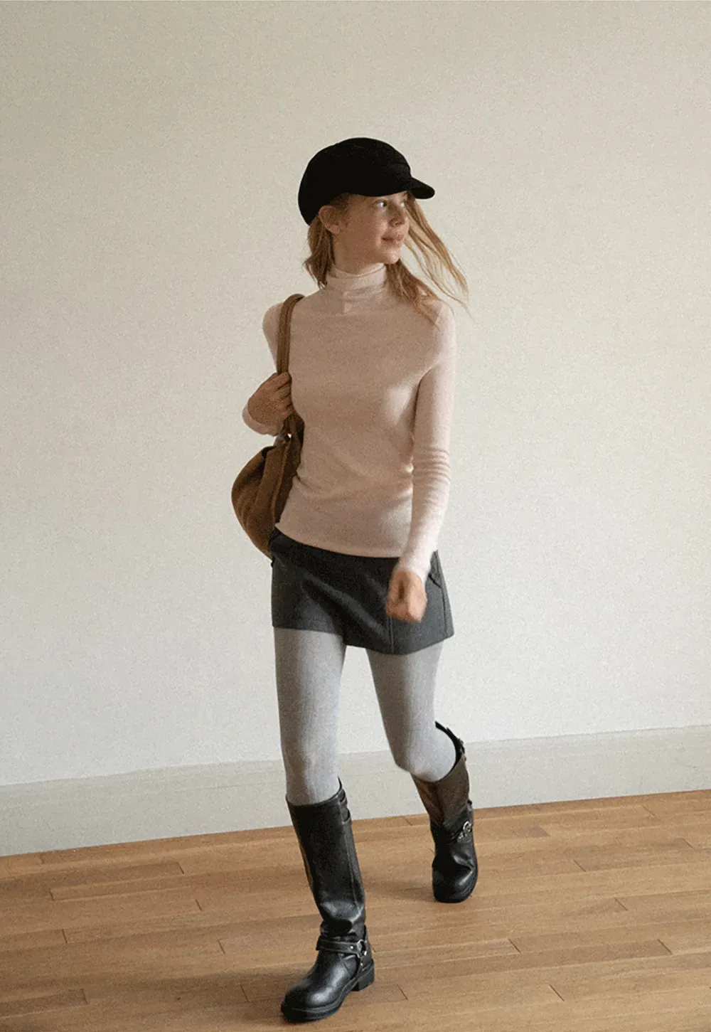 Colorblock Turtleneck Wool Knit Sweater