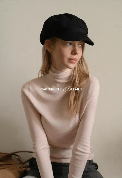 Colorblock Turtleneck Wool Knit Sweater