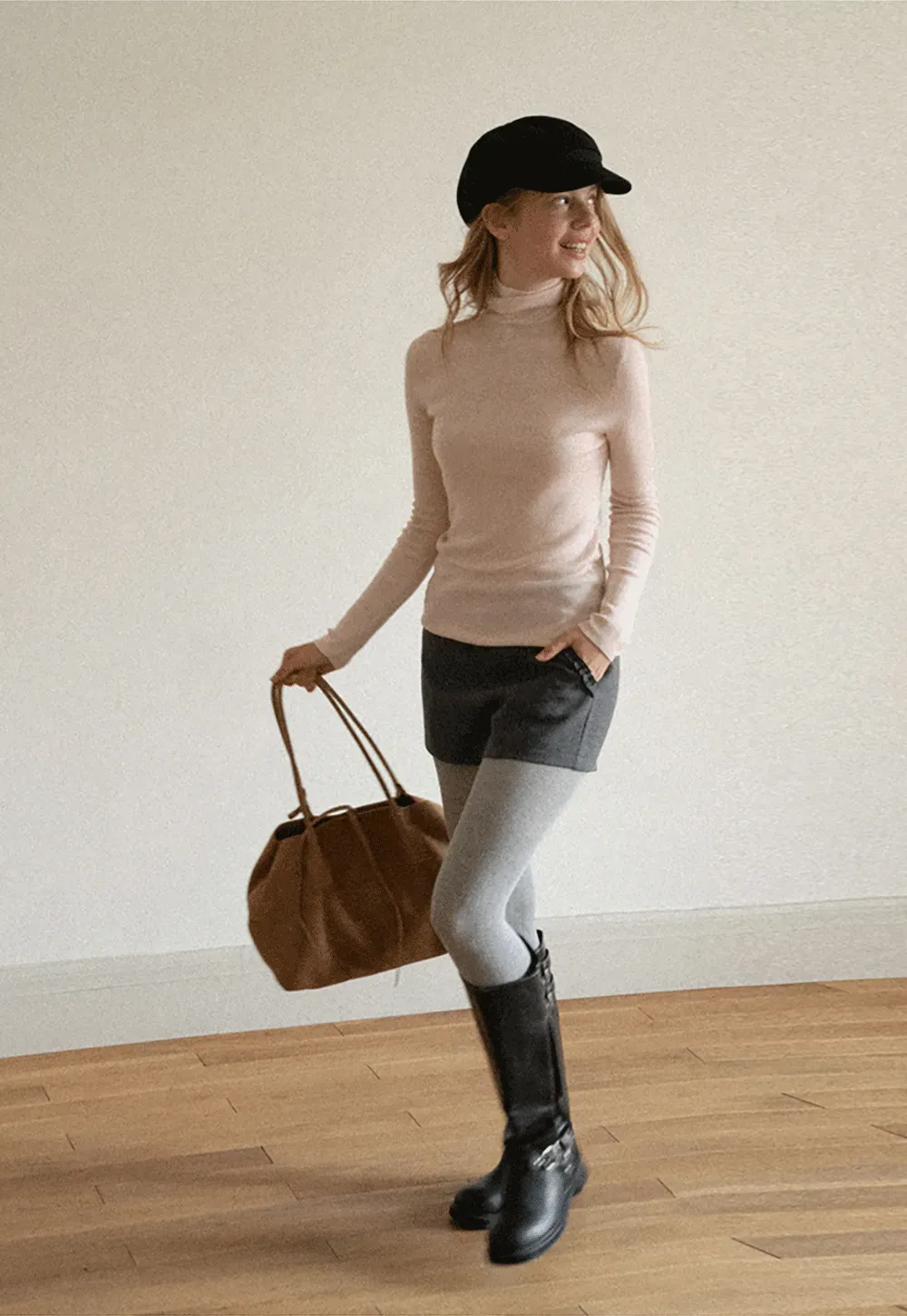 Colorblock Turtleneck Wool Knit Sweater