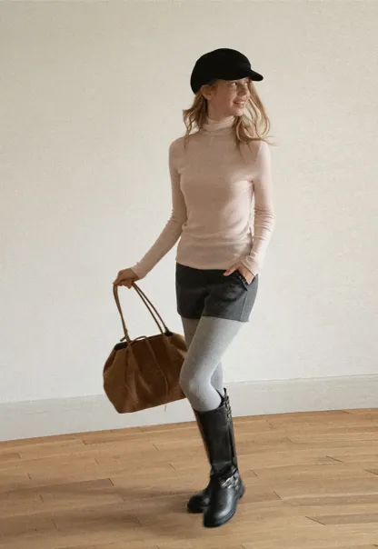 Colorblock Turtleneck Wool Knit Sweater