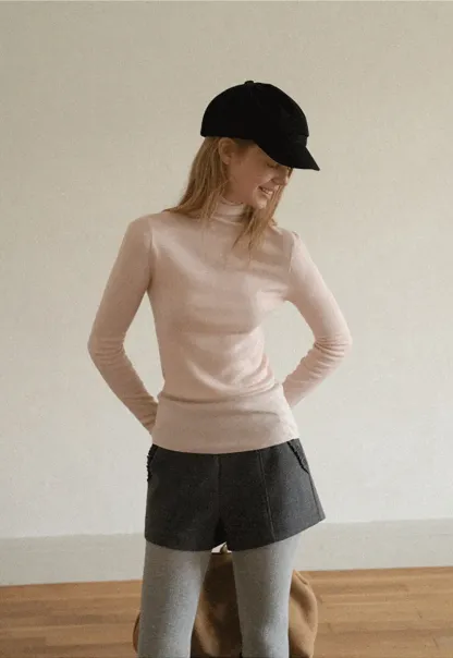 Colorblock Turtleneck Wool Knit Sweater