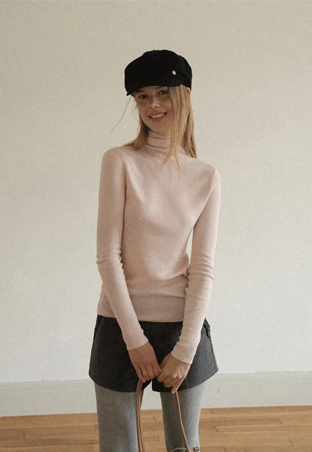 Colorblock Turtleneck Wool Knit Sweater