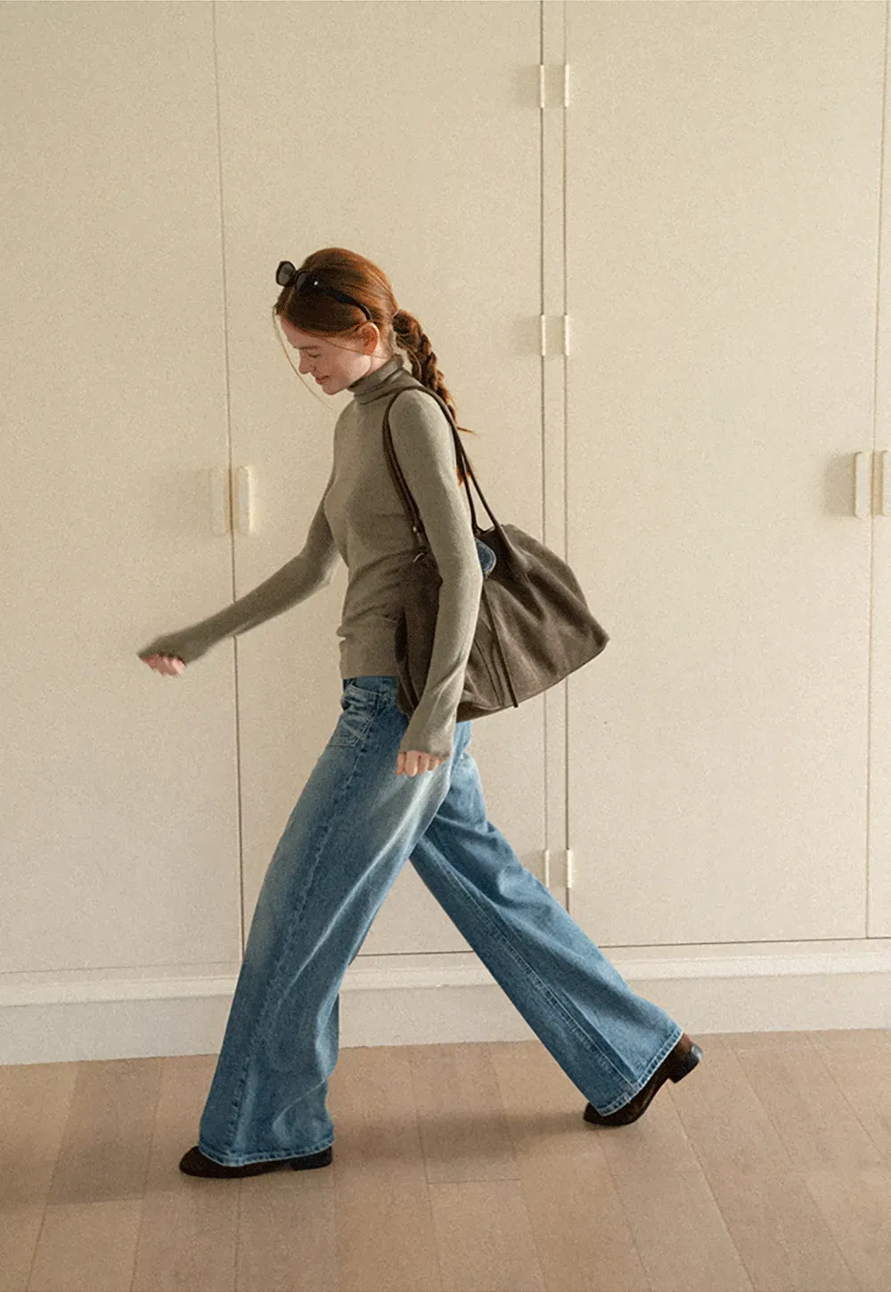 Colorblock Turtleneck Wool Knit Sweater
