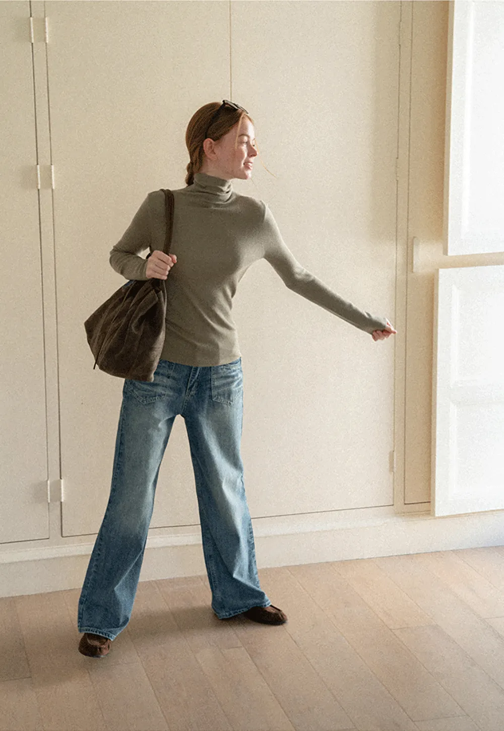 Colorblock Turtleneck Wool Knit Sweater