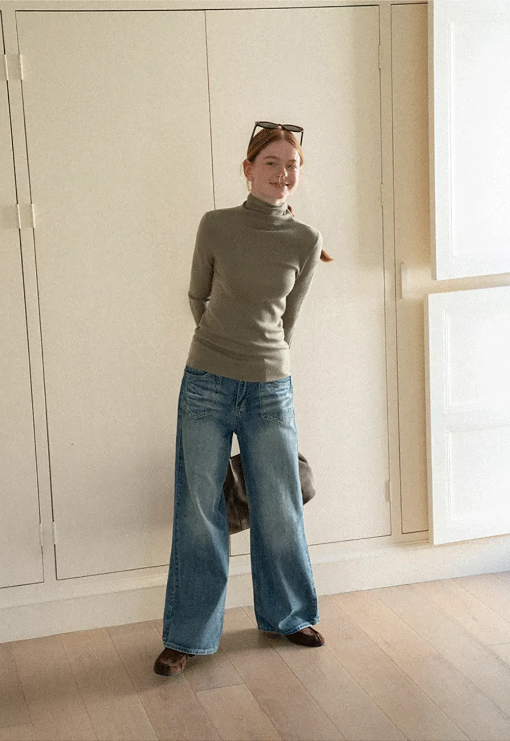 Colorblock Turtleneck Wool Knit Sweater