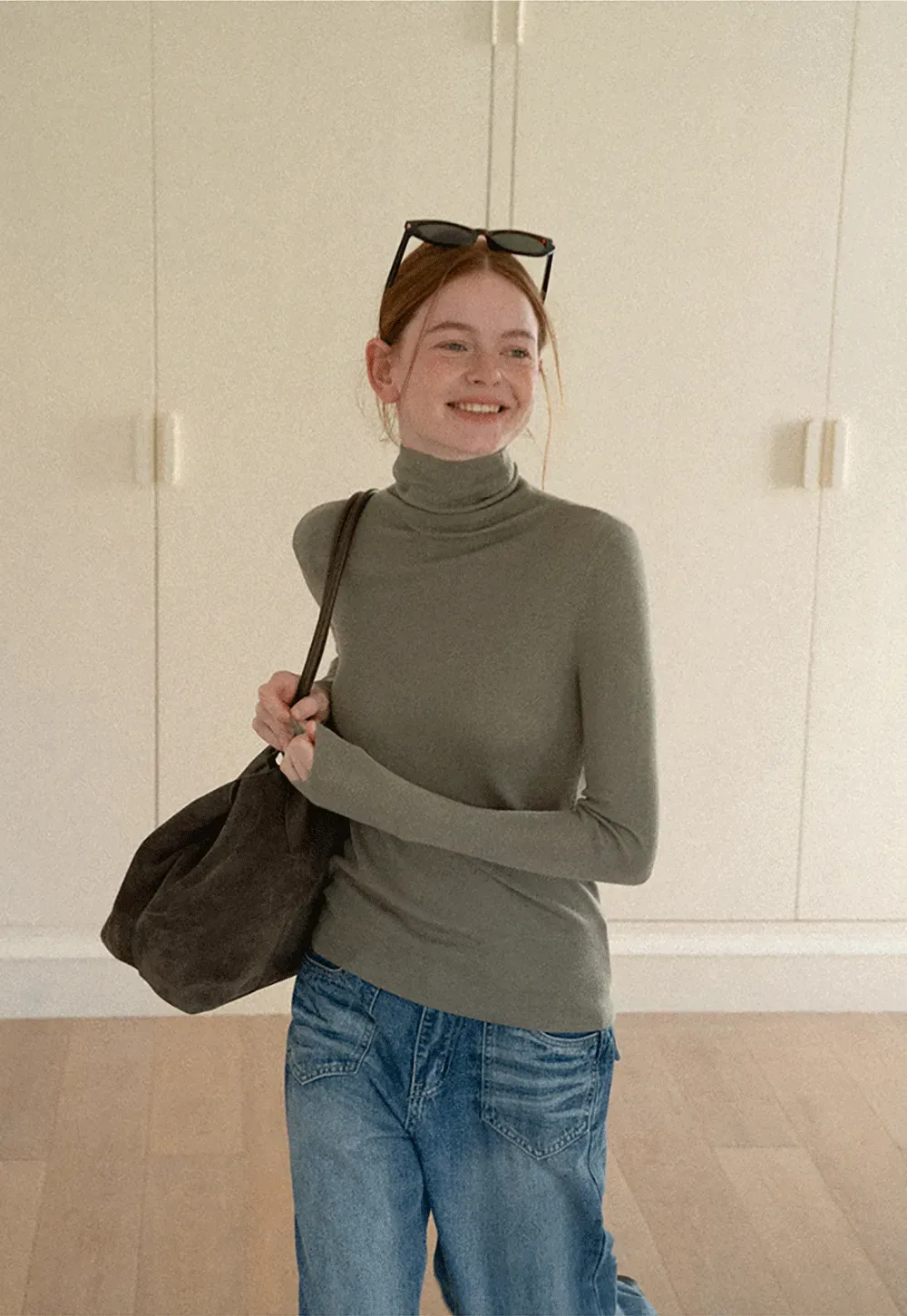 Colorblock Turtleneck Wool Knit Sweater