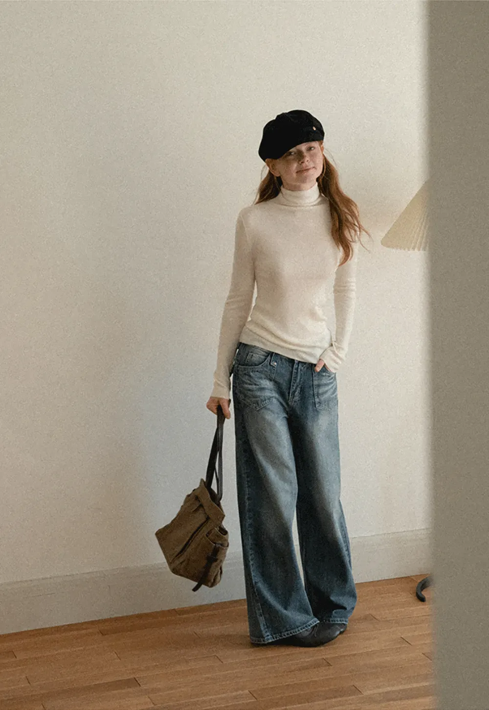 Colorblock Turtleneck Wool Knit Sweater