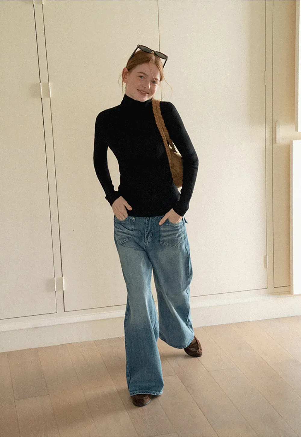 Colorblock Turtleneck Wool Knit Sweater