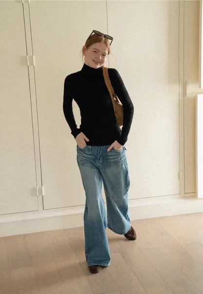 Colorblock Turtleneck Wool Knit Sweater