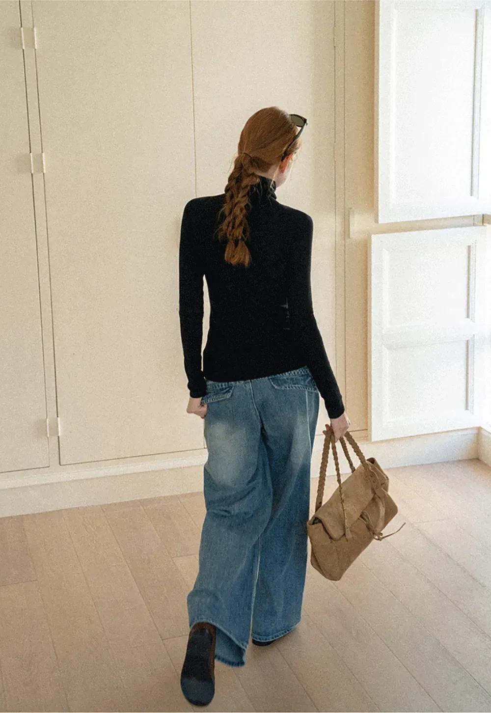 Colorblock Turtleneck Wool Knit Sweater