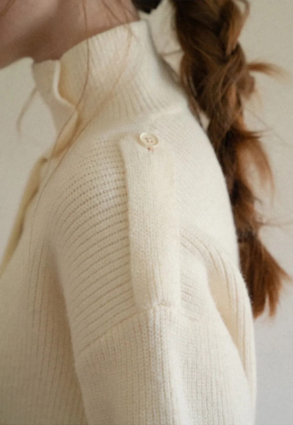 Cropped High Neck Button Front Knit Sweater