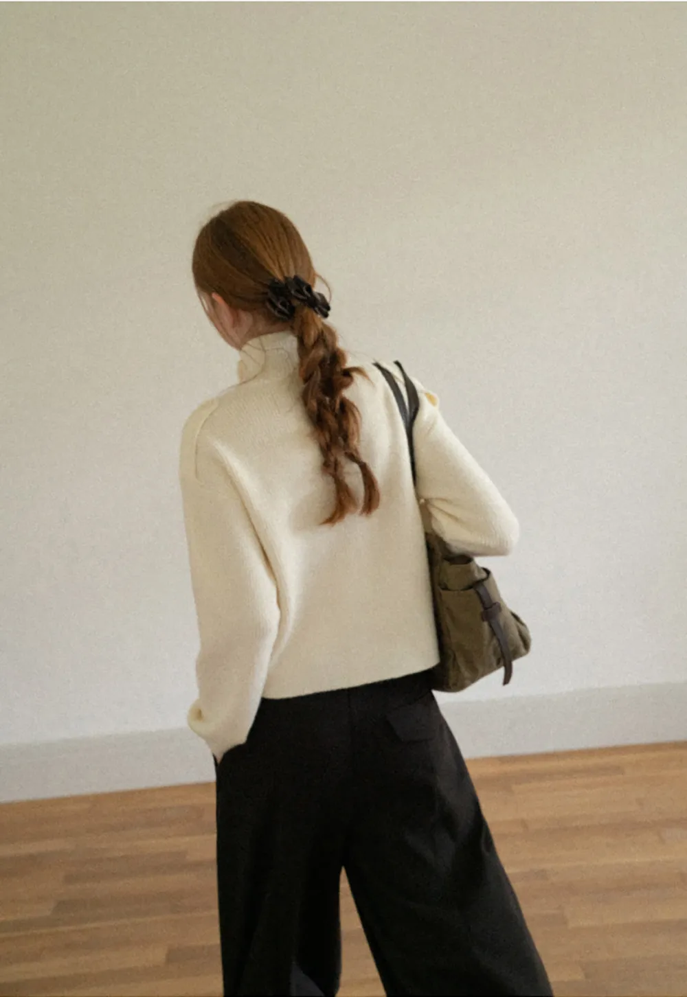 Cropped High Neck Button Front Knit Sweater