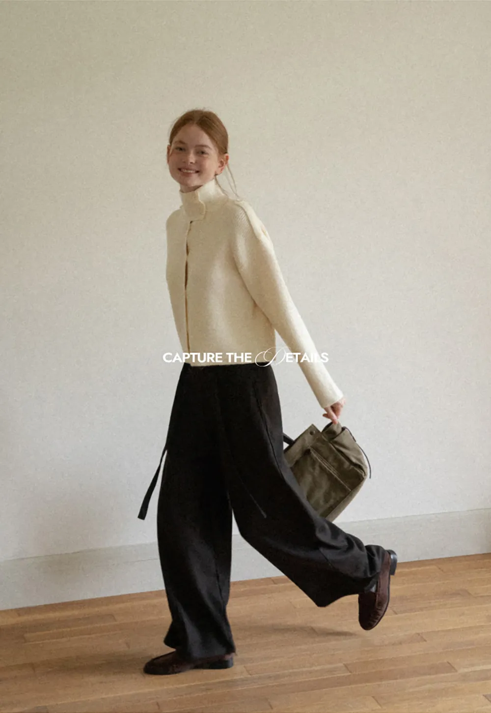 Cropped High Neck Button Front Knit Sweater
