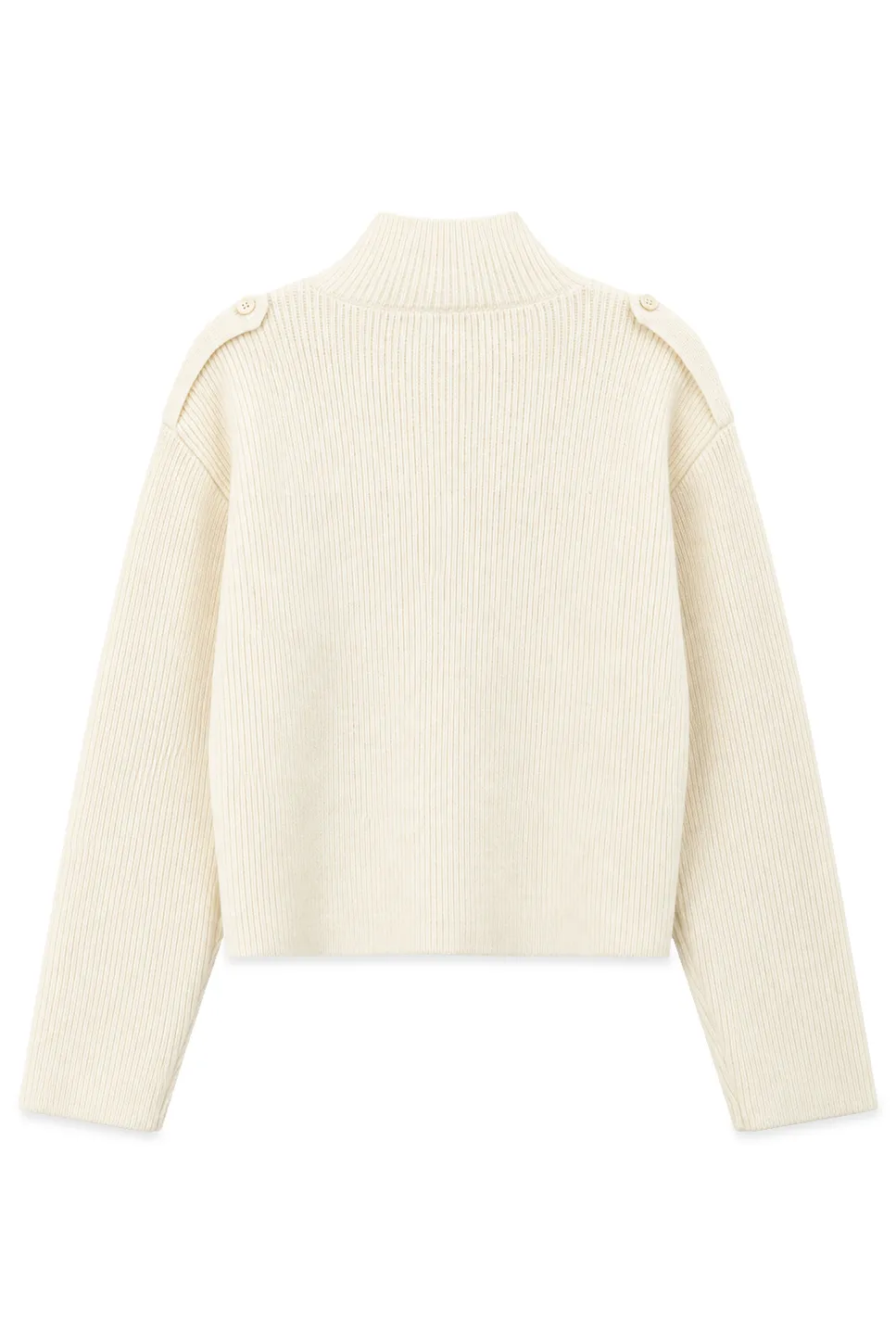 Cropped High Neck Button Front Knit Sweater