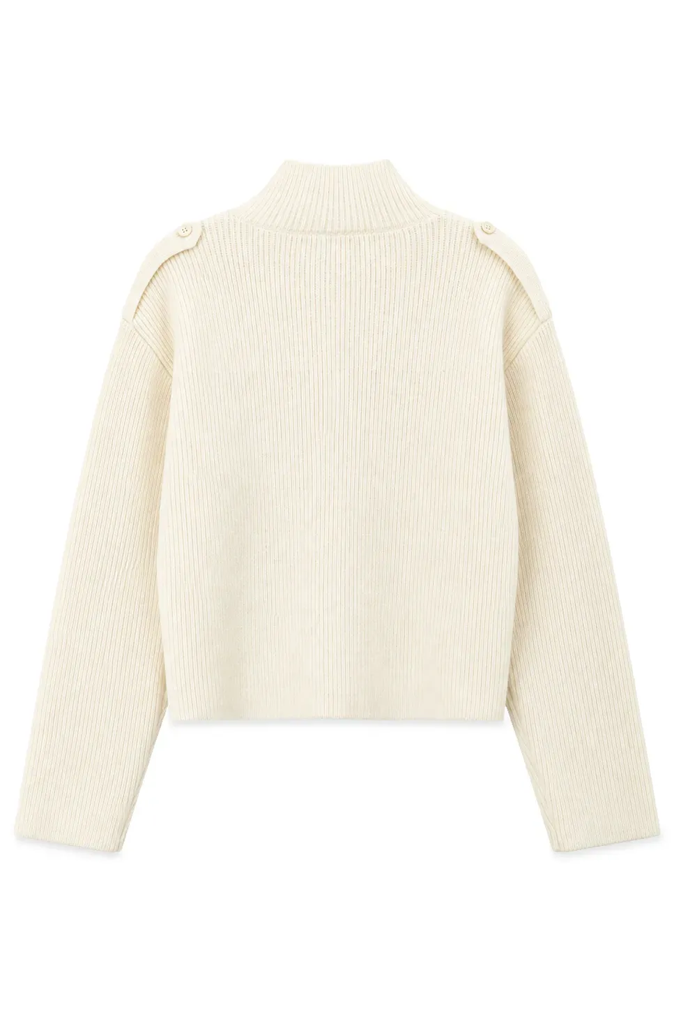 Cropped High Neck Button Front Knit Sweater