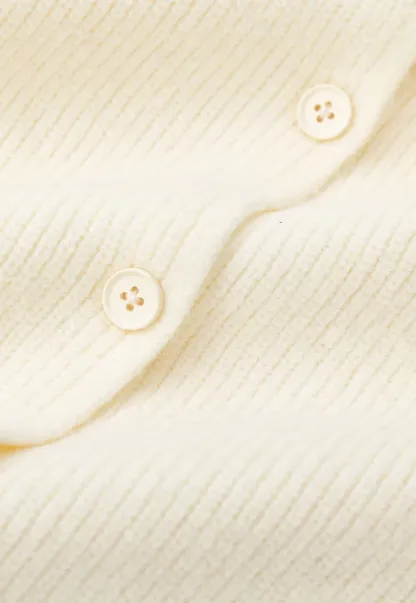 Cropped High Neck Button Front Knit Sweater