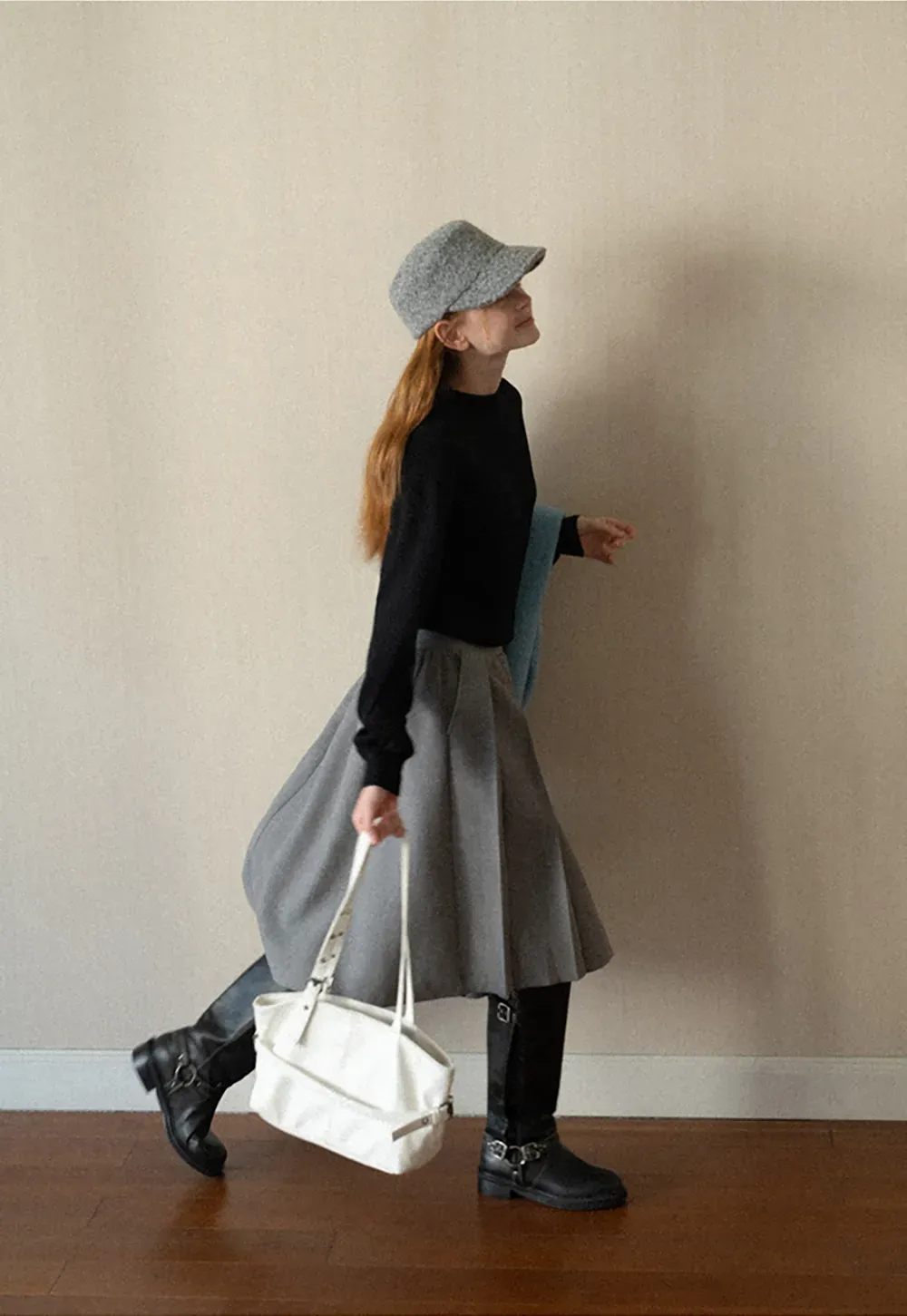Ribbed Cuff Balloon Sleeve Knit Sweater