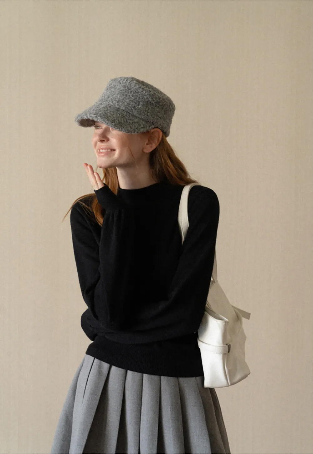 Ribbed Cuff Balloon Sleeve Knit Sweater