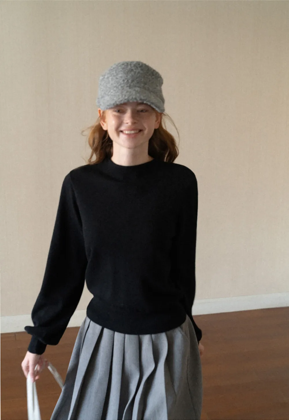 Ribbed Cuff Balloon Sleeve Knit Sweater