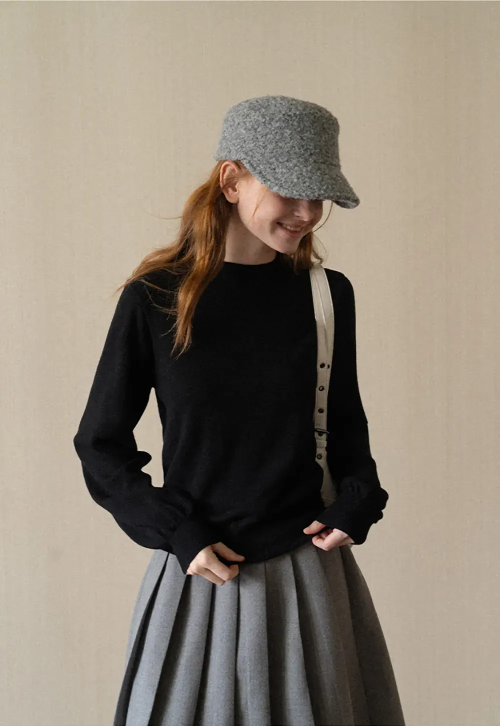 Ribbed Cuff Balloon Sleeve Knit Sweater