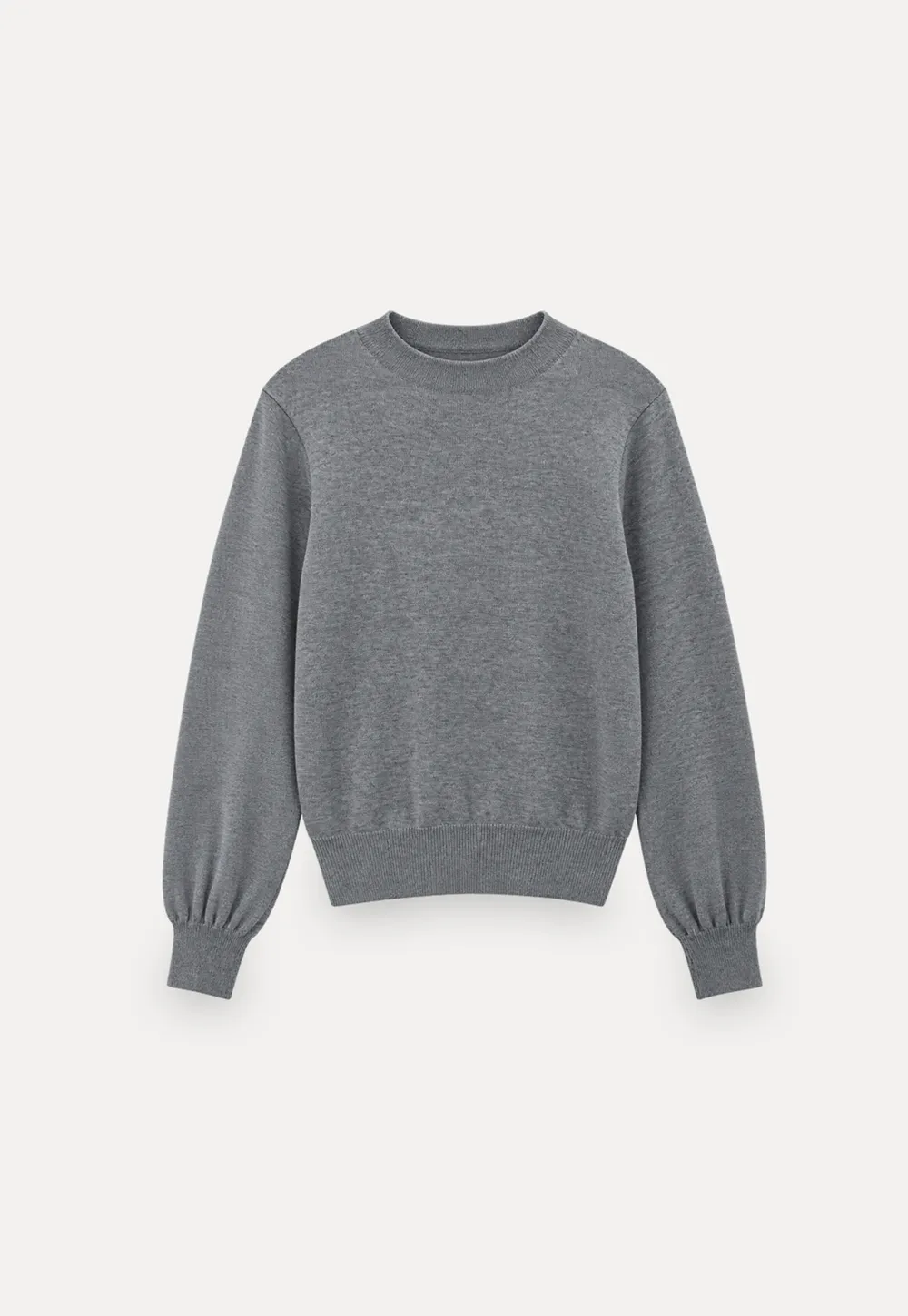 Ribbed Cuff Balloon Sleeve Knit Sweater