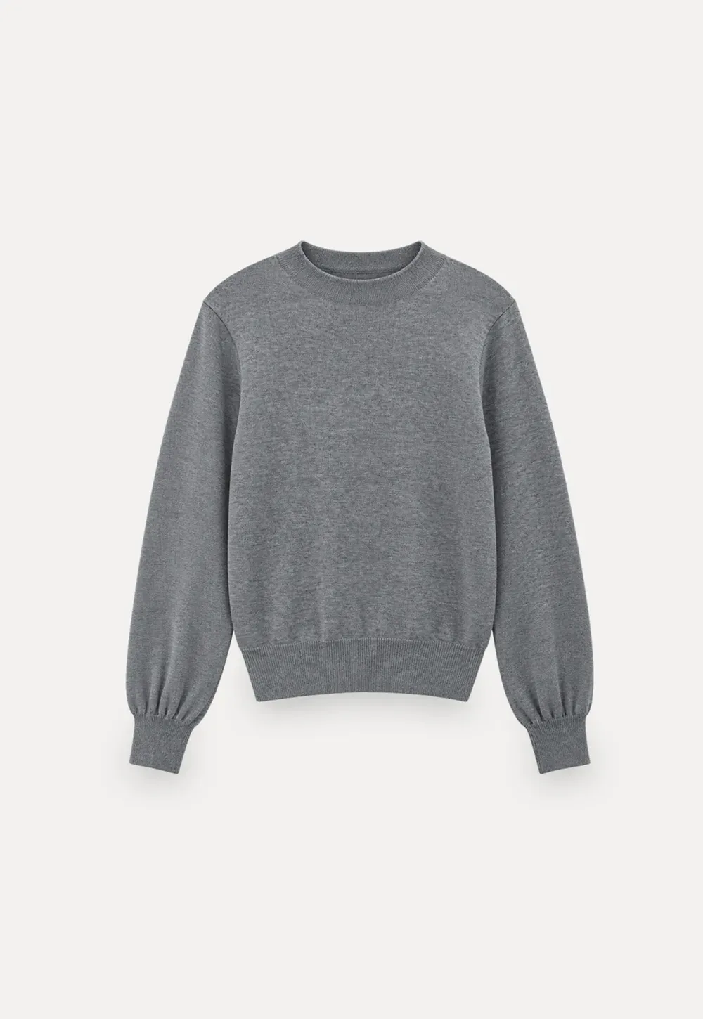 Ribbed Cuff Balloon Sleeve Knit Sweater
