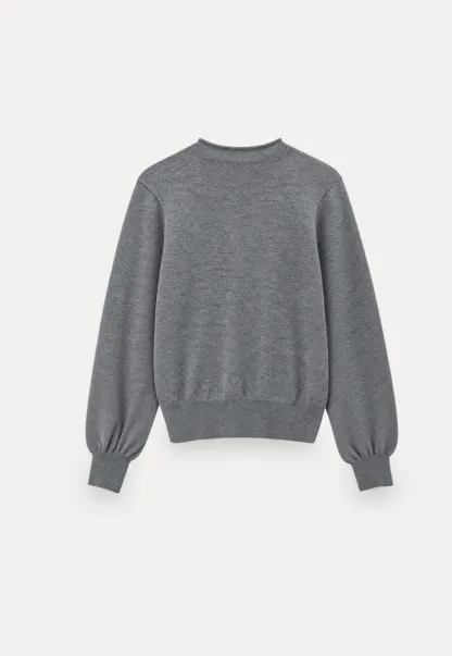 Ribbed Cuff Balloon Sleeve Knit Sweater