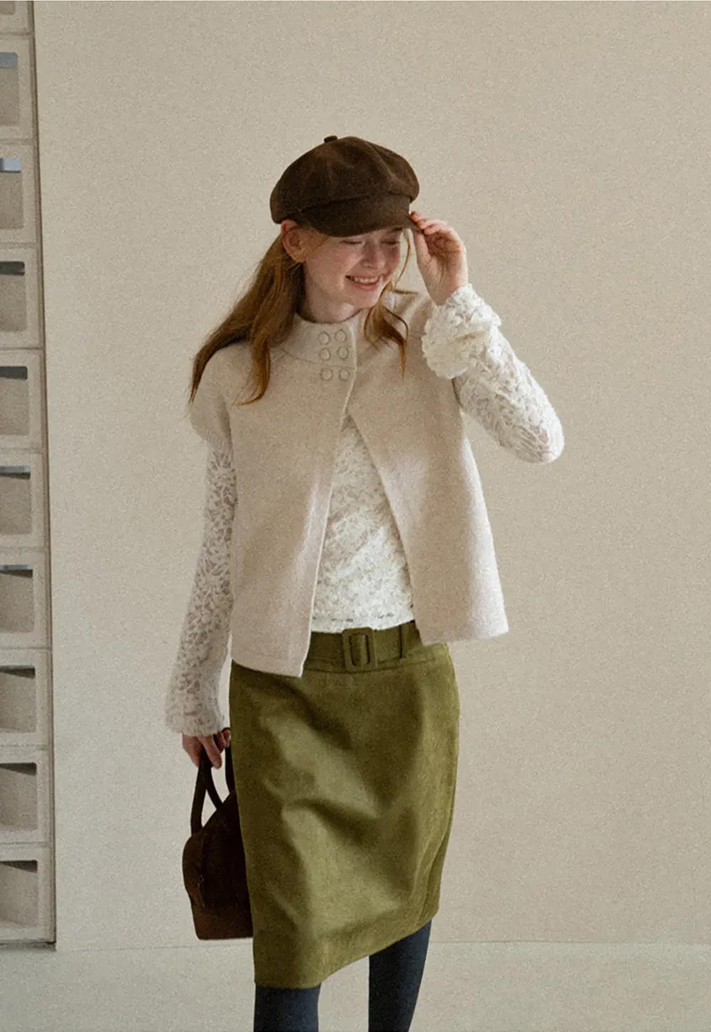 Lace Sleeve Contrast Knit Cardigan