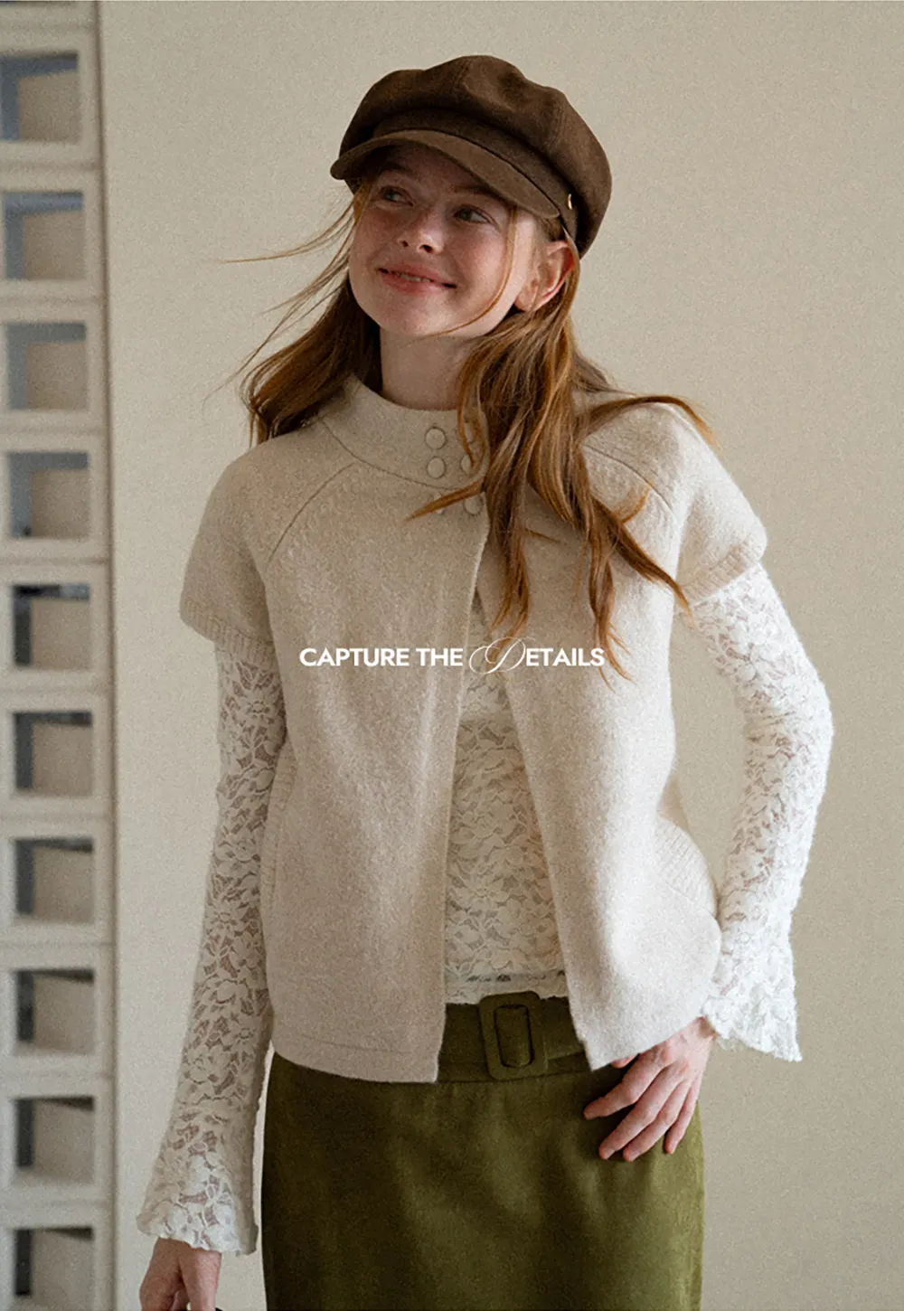 Lace Sleeve Contrast Knit Cardigan