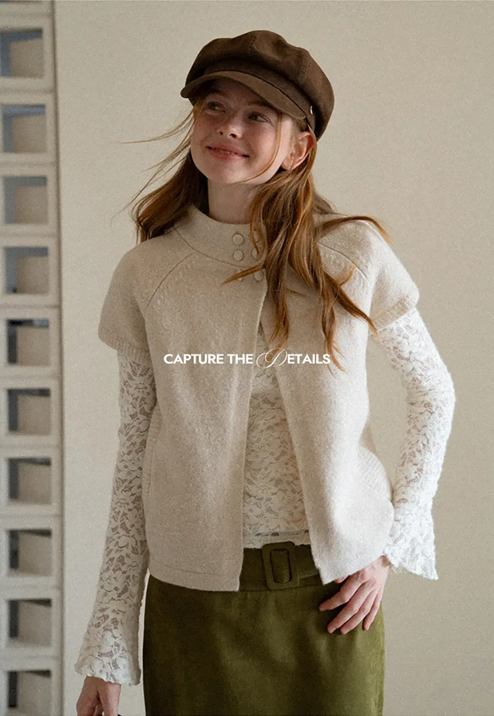 Lace Sleeve Contrast Knit Cardigan