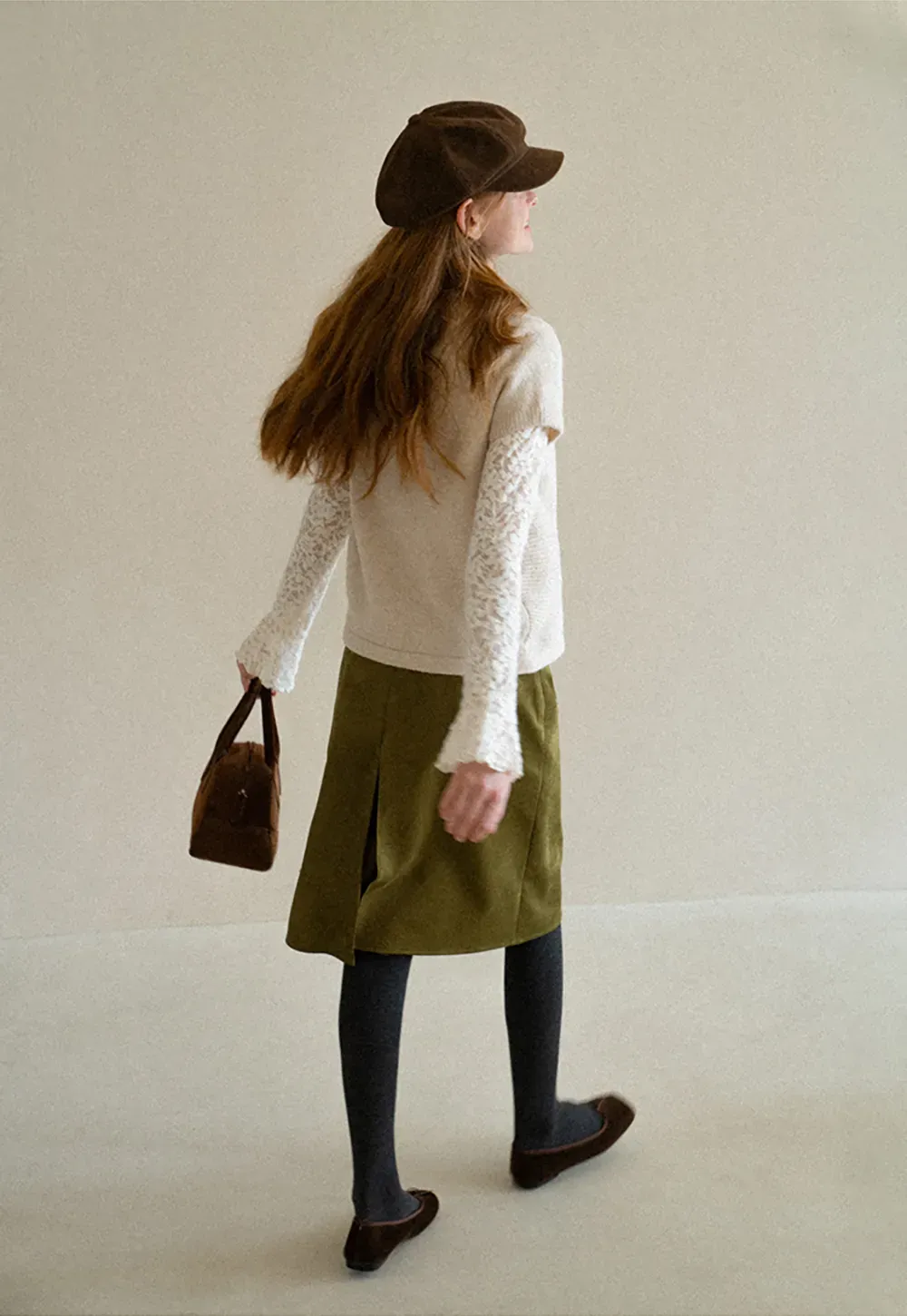 Lace Sleeve Contrast Knit Cardigan