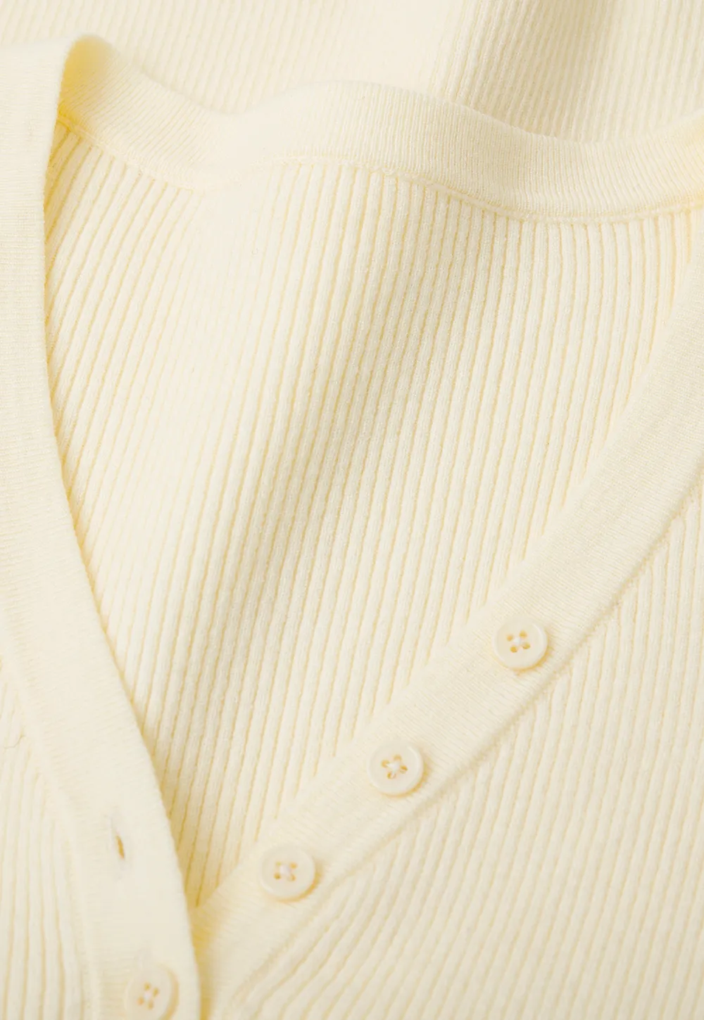 V Neck Button Front Ribbed Knit Sweater