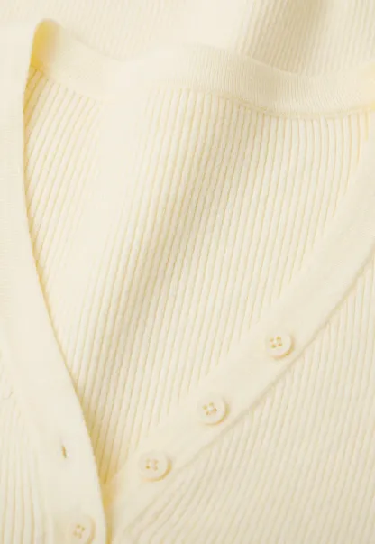 V Neck Button Front Ribbed Knit Sweater