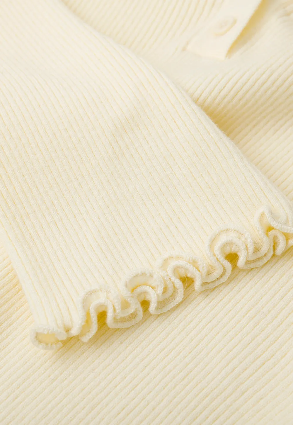 V Neck Button Front Ribbed Knit Sweater