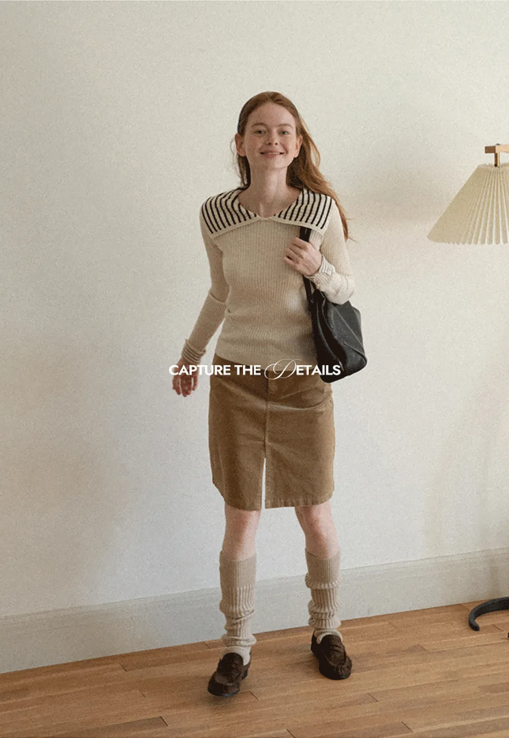 Striped Collar Ribbed Knit Sweater