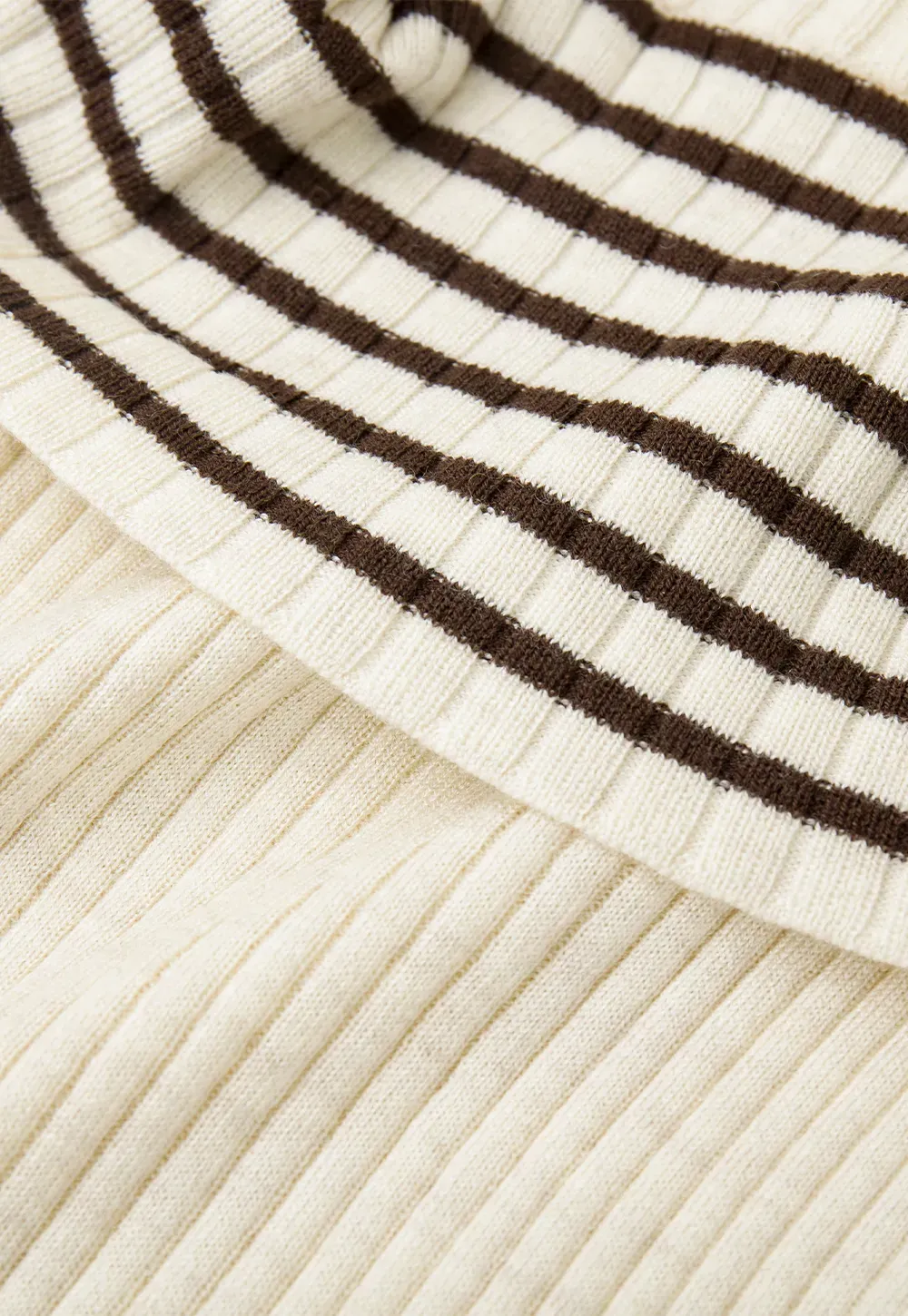 Striped Collar Ribbed Knit Sweater