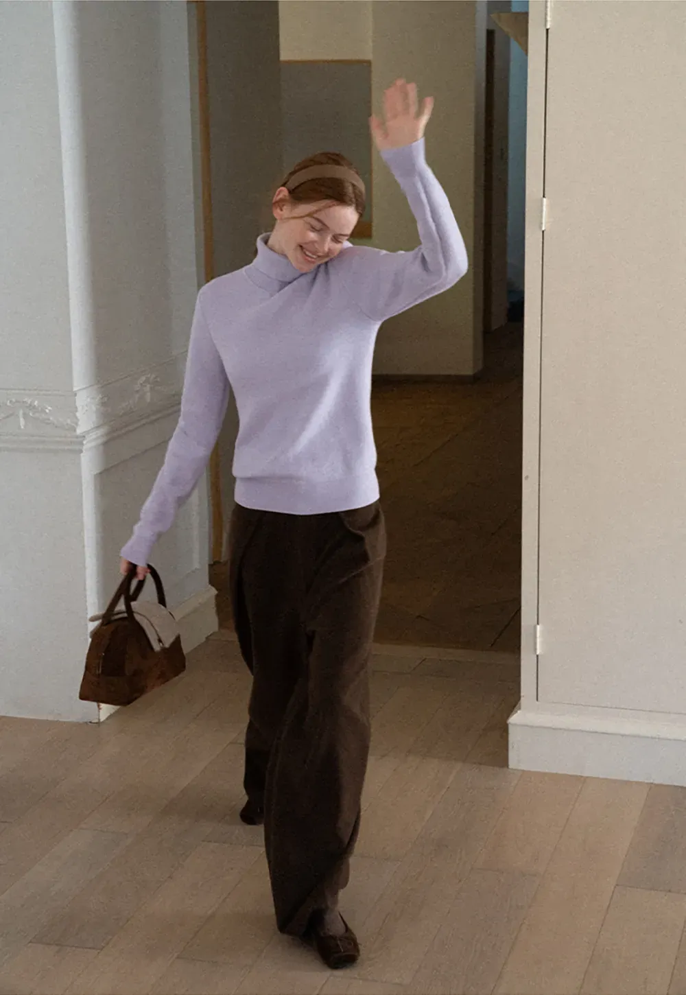 High Neck Ribbed Knit Sweater