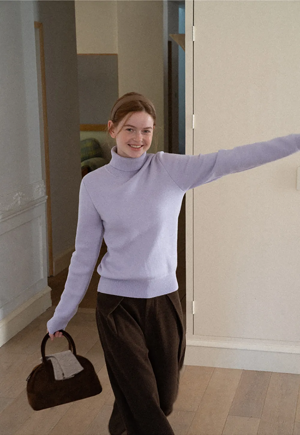 High Neck Ribbed Knit Sweater