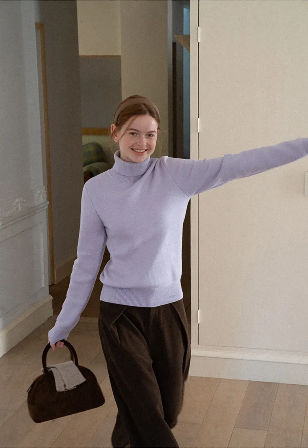 High Neck Ribbed Knit Sweater